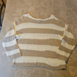Brand New POL!! Striped Cream and Tan Women's Sweater. Ptp 25